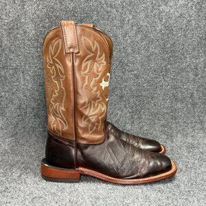 Tony Lama Western Boots‎ Women's SIze 9.5 Brown Leather Square Toe Cross Cowboy